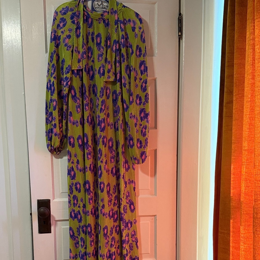 ASOS Long Sleeve Dress in Yellow and Purple